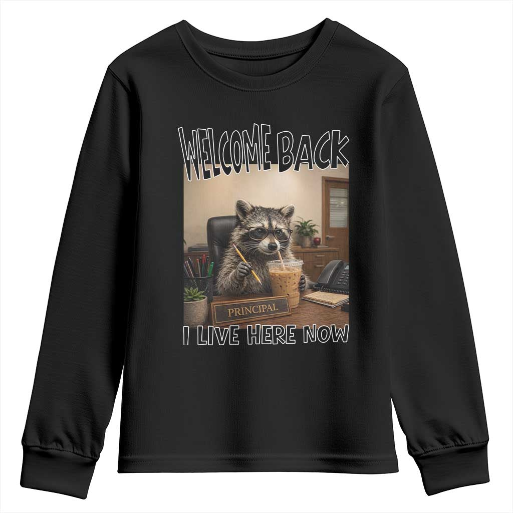 Funny Raccoon School Principal Youth Sweatshirt Welcom Back To School TS14 Black Print Your Wear