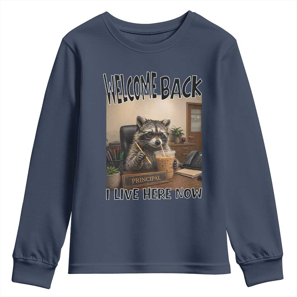 Funny Raccoon School Principal Youth Sweatshirt Welcom Back To School TS14 Navy Print Your Wear