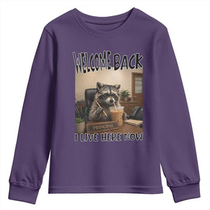 Funny Raccoon School Principal Youth Sweatshirt Welcom Back To School TS14 Purple Print Your Wear