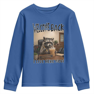 Funny Raccoon School Principal Youth Sweatshirt Welcom Back To School TS14 Royal Blue Print Your Wear