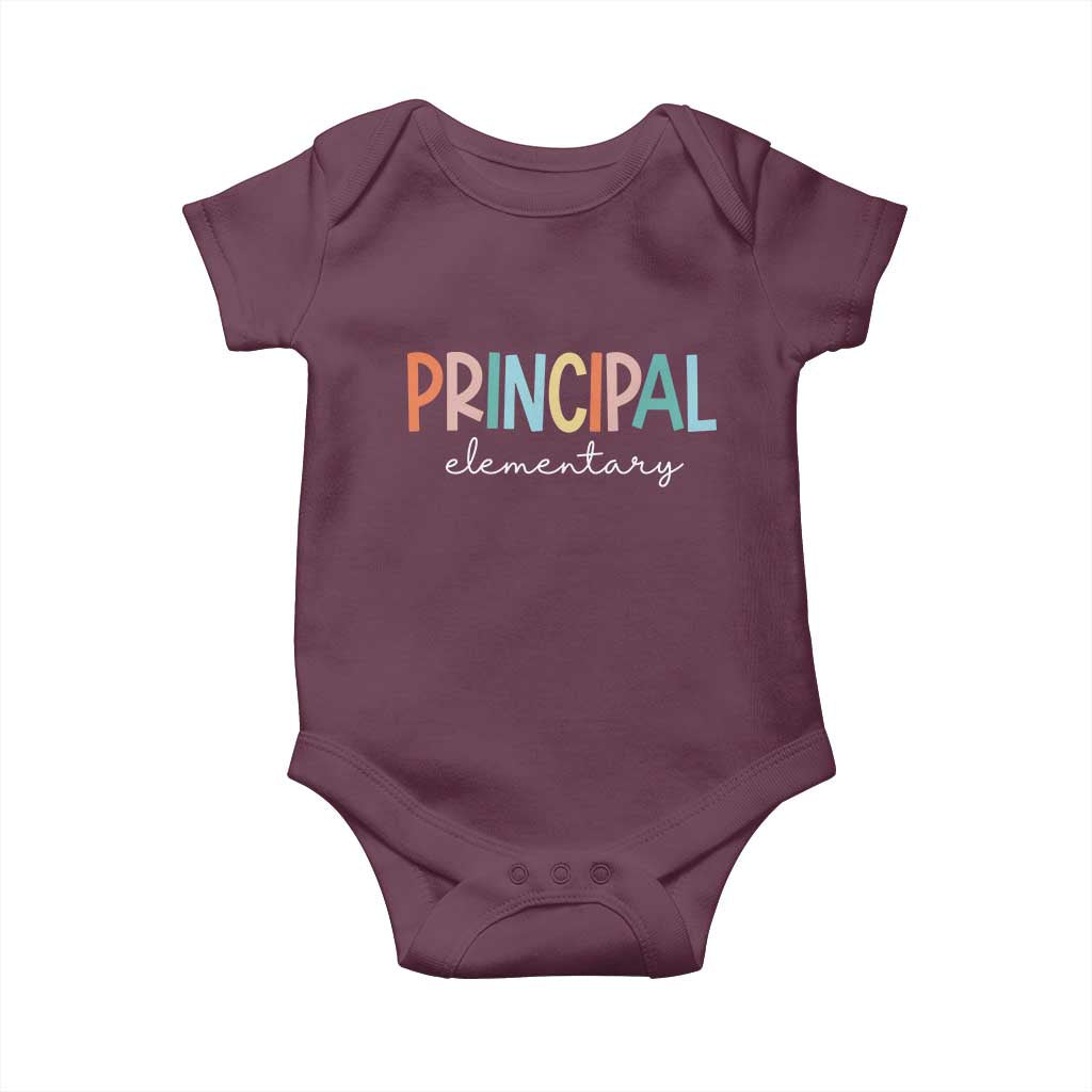 Boho Retro Vintage Elementary Principal Back to School Baby Onesie TS14 Maroon Print Your Wear