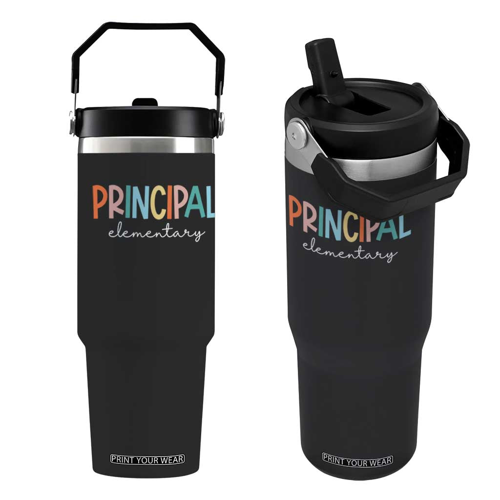 Boho Retro Vintage Elementary Principal Back to School Flip Straw Tumbler TS14 One Size: 30 oz Black Print Your Wear