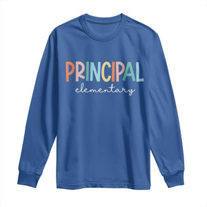 Boho Retro Vintage Elementary Principal Back to School Long Sleeve Shirt TS14 Royal Blue Print Your Wear