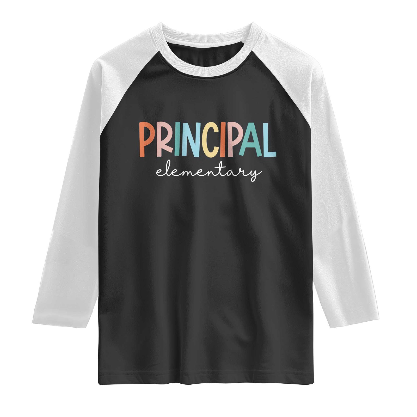 Boho Retro Vintage Elementary Principal Back to School Raglan Shirt TS14 Black White Print Your Wear