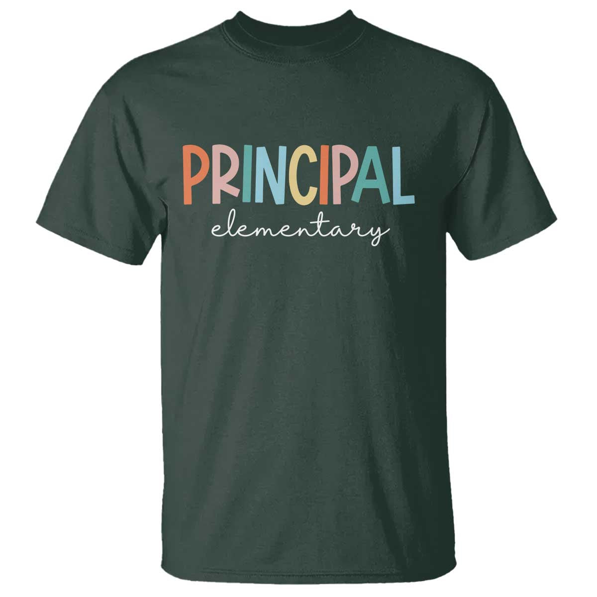 Boho Retro Vintage Elementary Principal Back to School T Shirt TS14 Dark Forest Green Print Your Wear