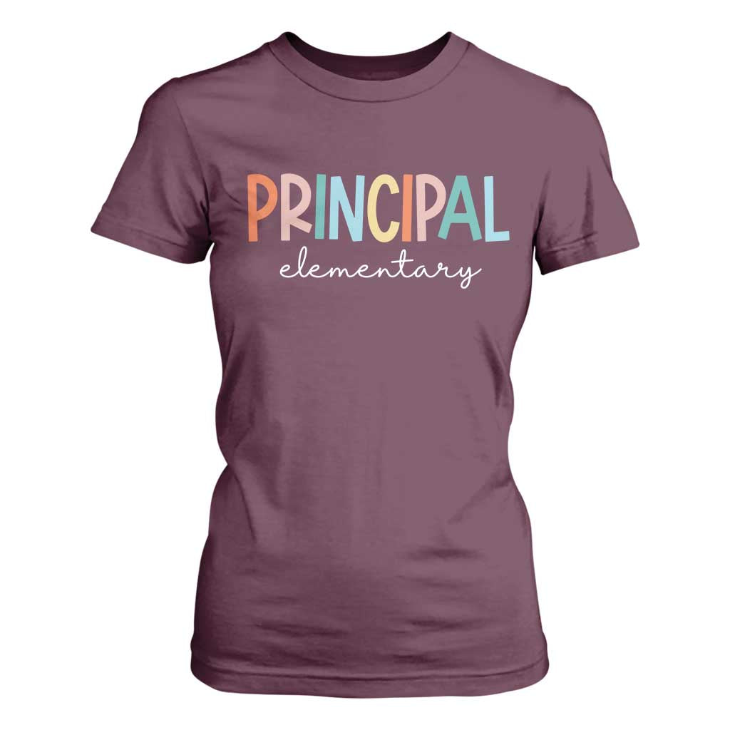 Boho Retro Vintage Elementary Principal Back to School T Shirt For Women TS14 Maroon Print Your Wear