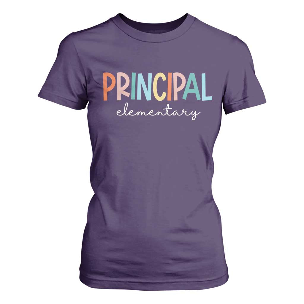 Boho Retro Vintage Elementary Principal Back to School T Shirt For Women TS14 Purple Print Your Wear