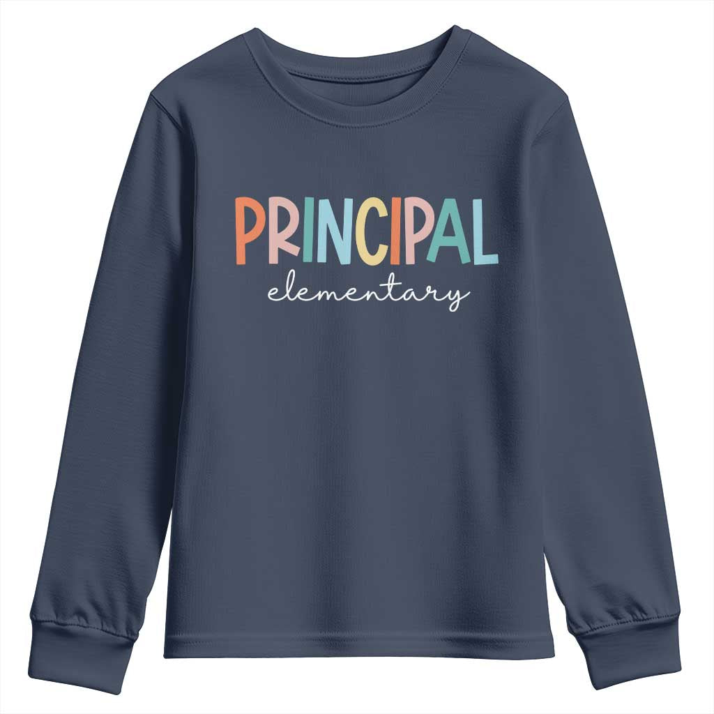Boho Retro Vintage Elementary Principal Back to School Youth Sweatshirt TS14 Navy Print Your Wear