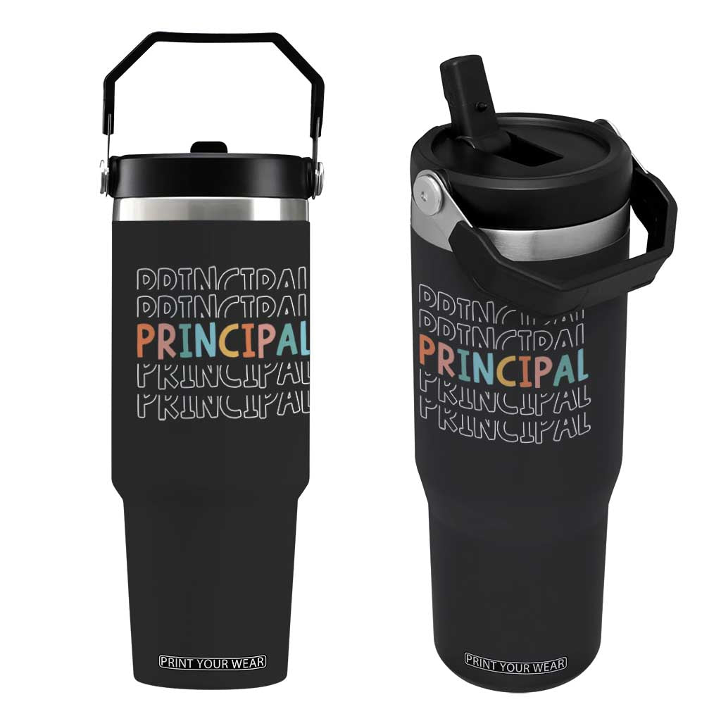 Boho Retro Vintage Principal Back to School Flip Straw Tumbler TS14 One Size: 30 oz Black Print Your Wear