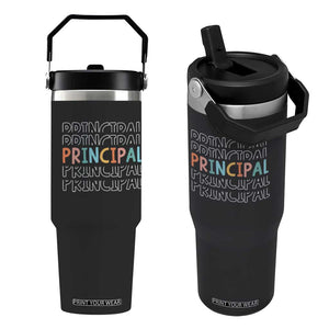 Boho Retro Vintage Principal Back to School Flip Straw Tumbler TS14 One Size: 30 oz Black Print Your Wear