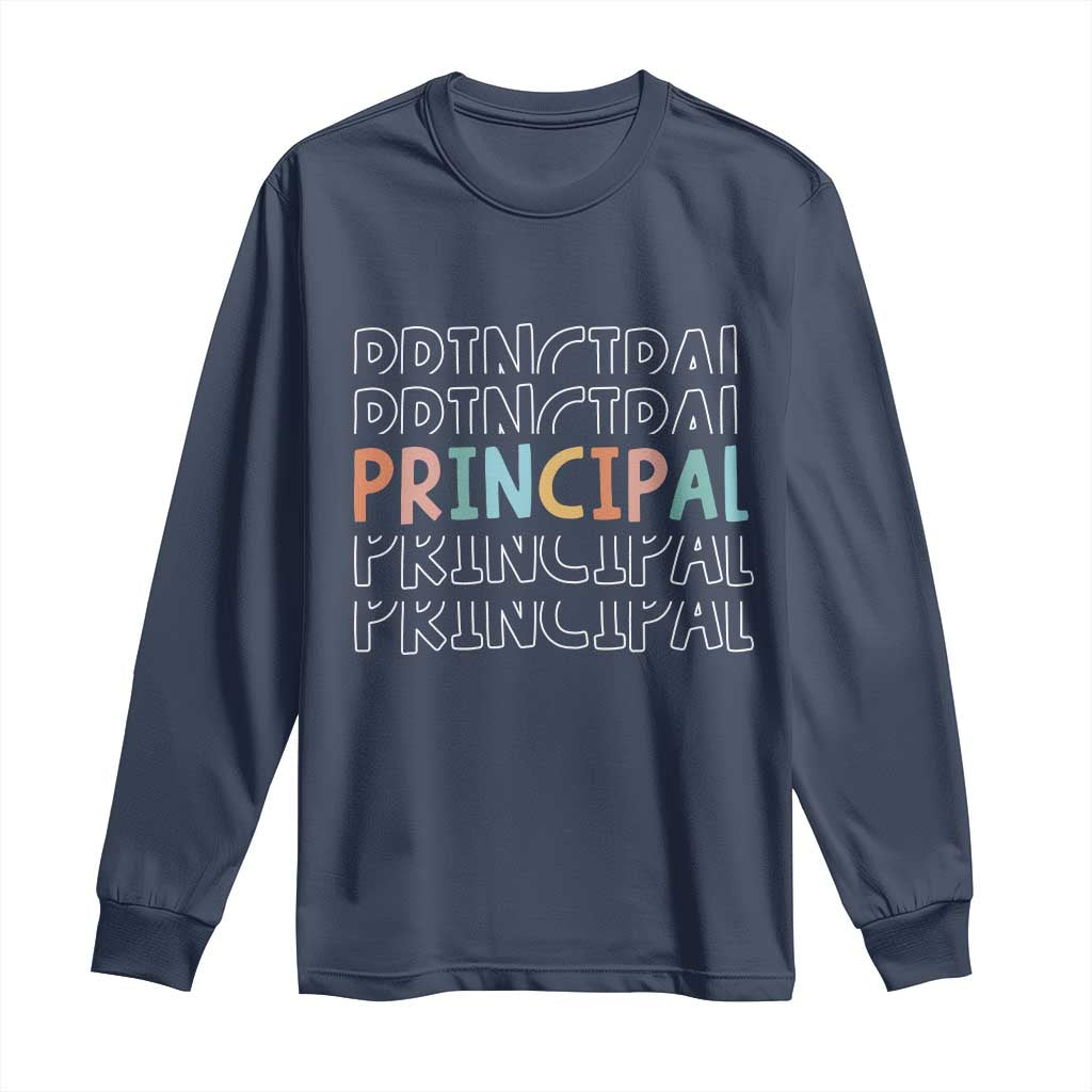 Boho Retro Vintage Principal Back to School Long Sleeve Shirt TS14 Navy Print Your Wear