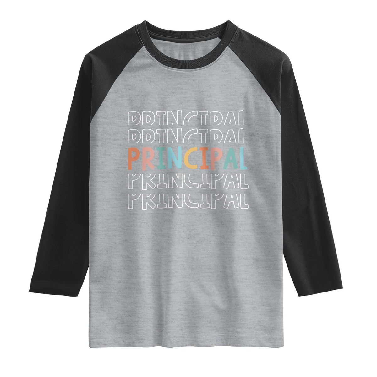 Boho Retro Vintage Principal Back to School Raglan Shirt TS14 Heather Gray Black Print Your Wear