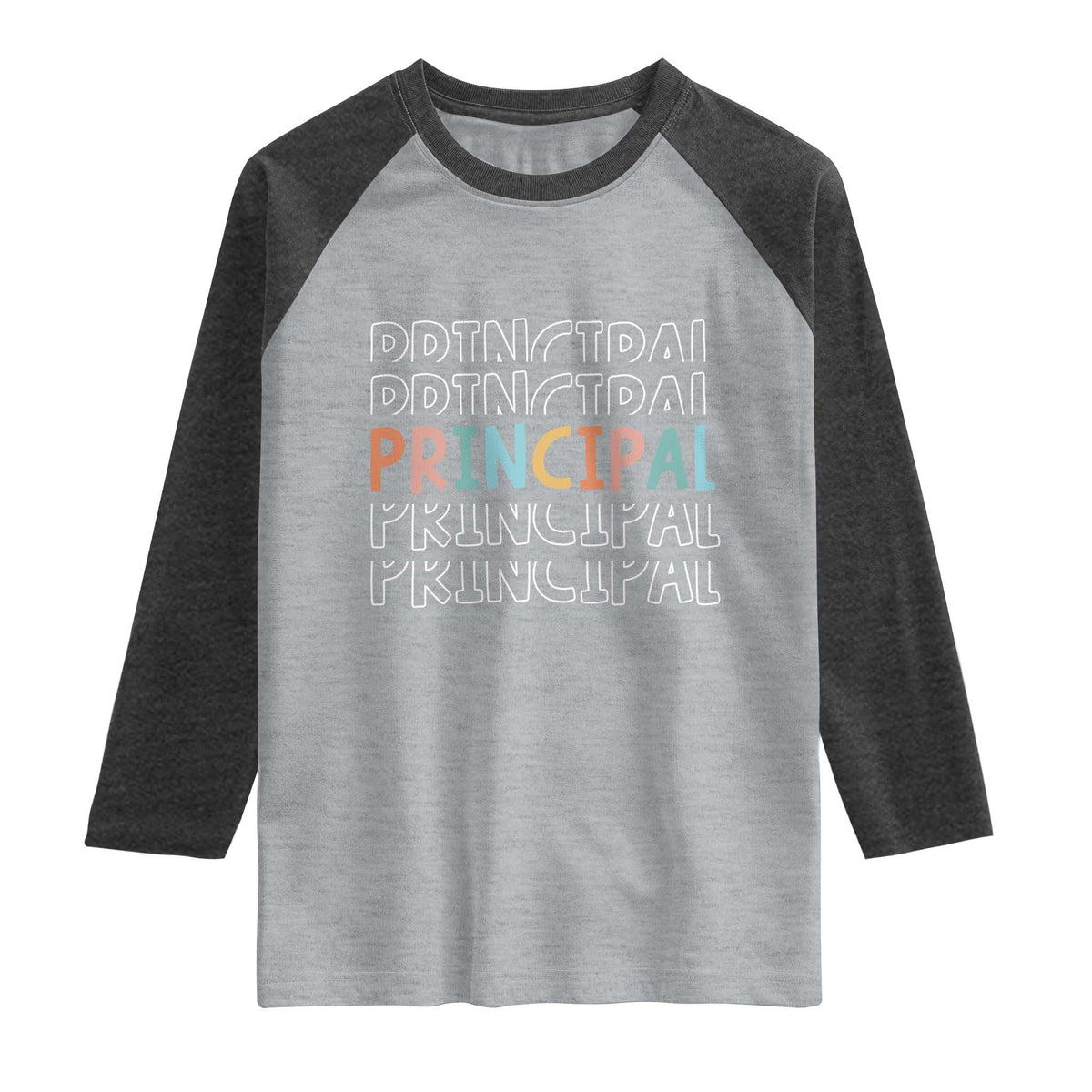 Boho Retro Vintage Principal Back to School Raglan Shirt TS14 Heather Gray Heather Charcoal Print Your Wear