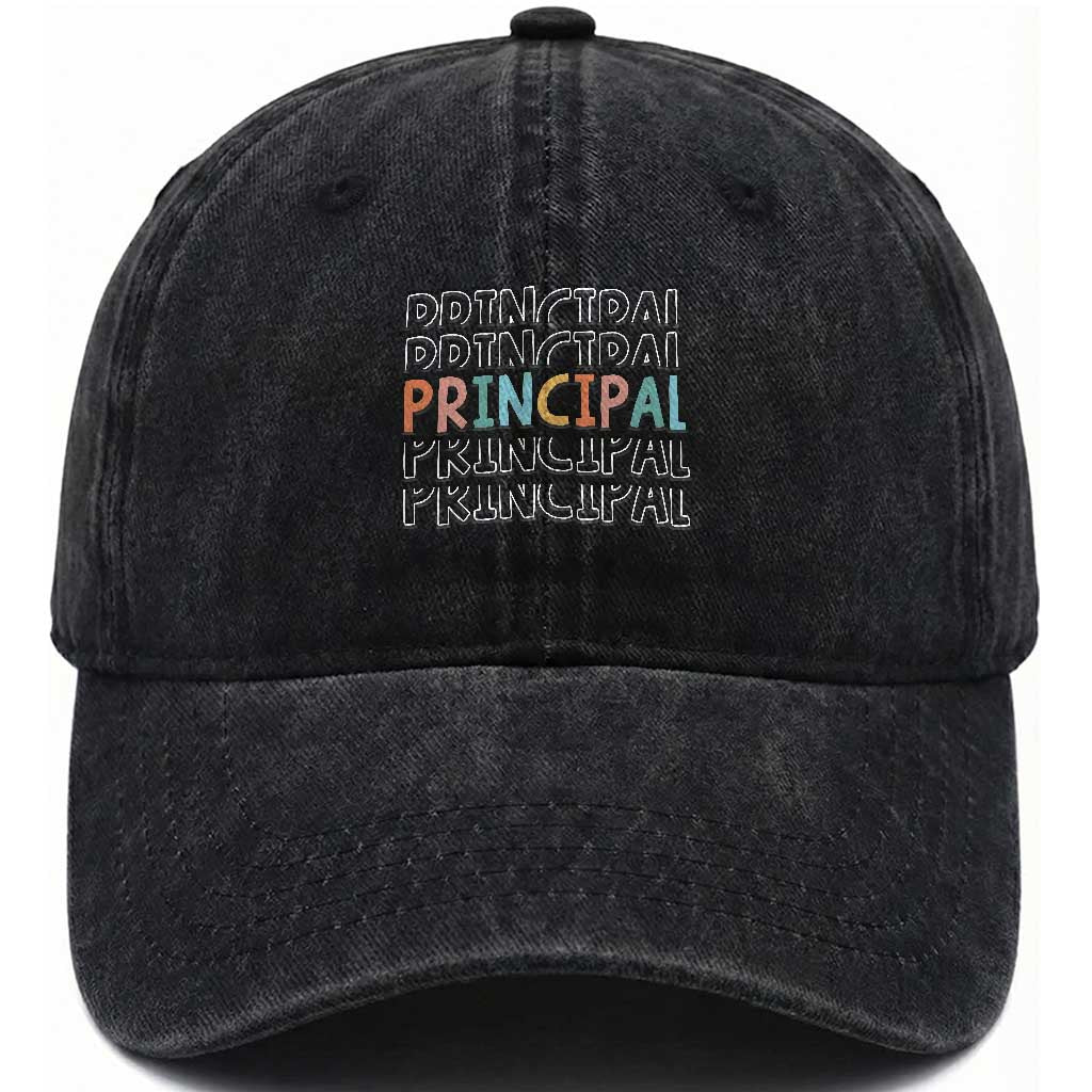 Boho Retro Vintage Principal Back to School Washed Cotton Baseball Cap TS14 Print Your Wear