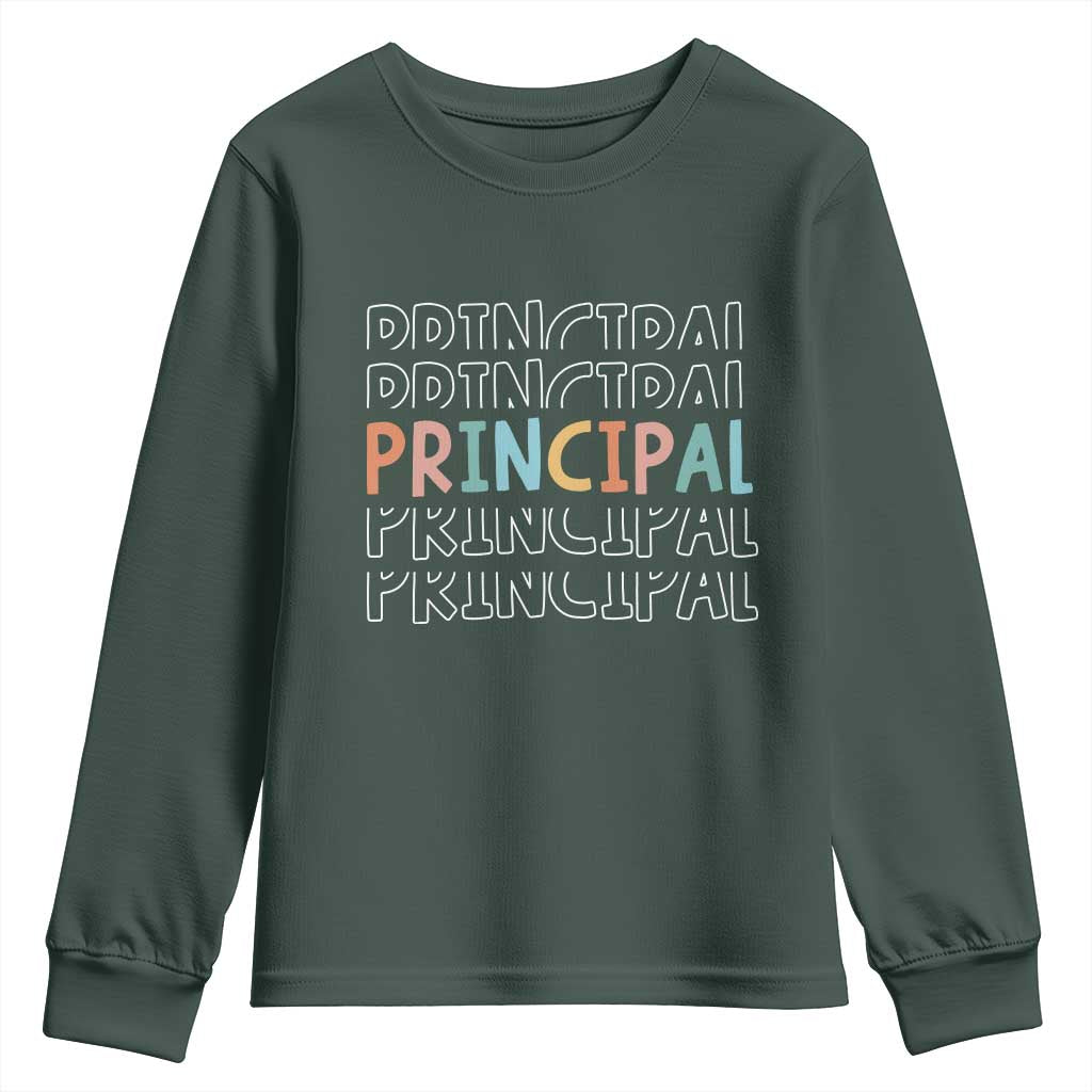 Boho Retro Vintage Principal Back to School Youth Sweatshirt TS14 Dark Forest Green Print Your Wear
