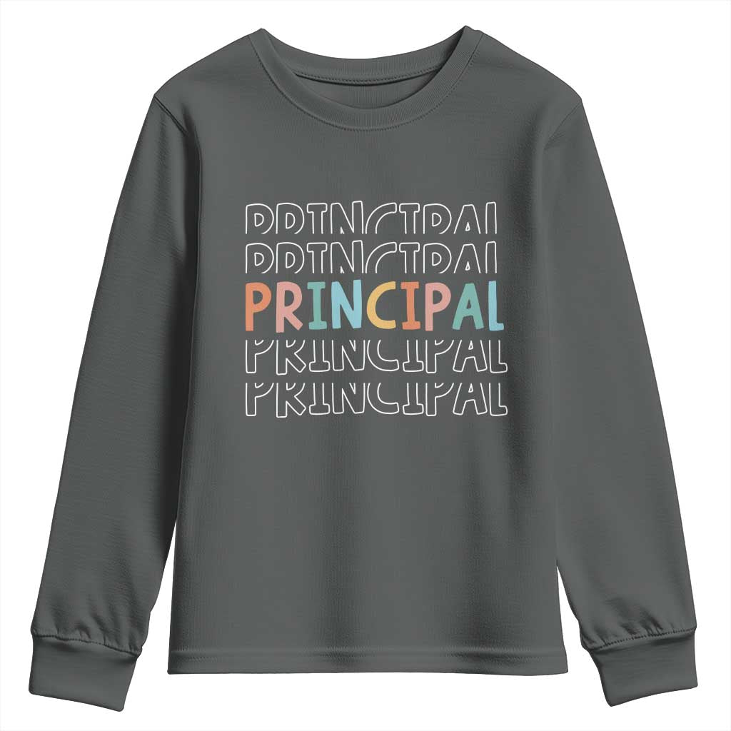 Boho Retro Vintage Principal Back to School Youth Sweatshirt TS14 Dark Heather Print Your Wear