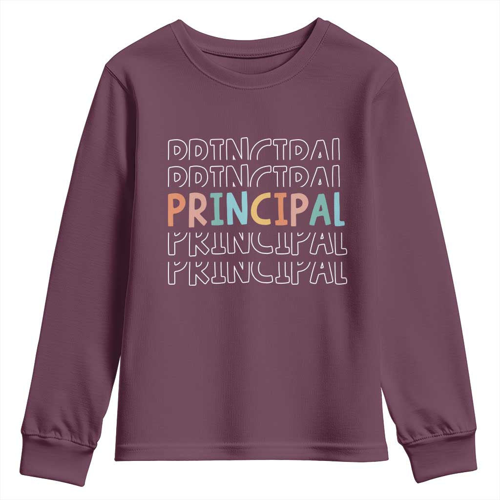 Boho Retro Vintage Principal Back to School Youth Sweatshirt TS14 Maroon Print Your Wear