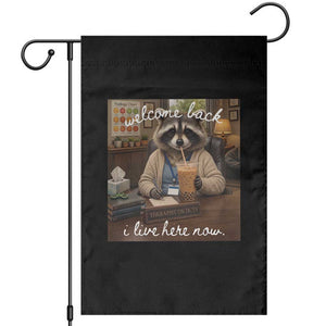 Funny School Therapist Raccoon Drinking Iced Coffee Garden Flag TS14 Black Print Your Wear