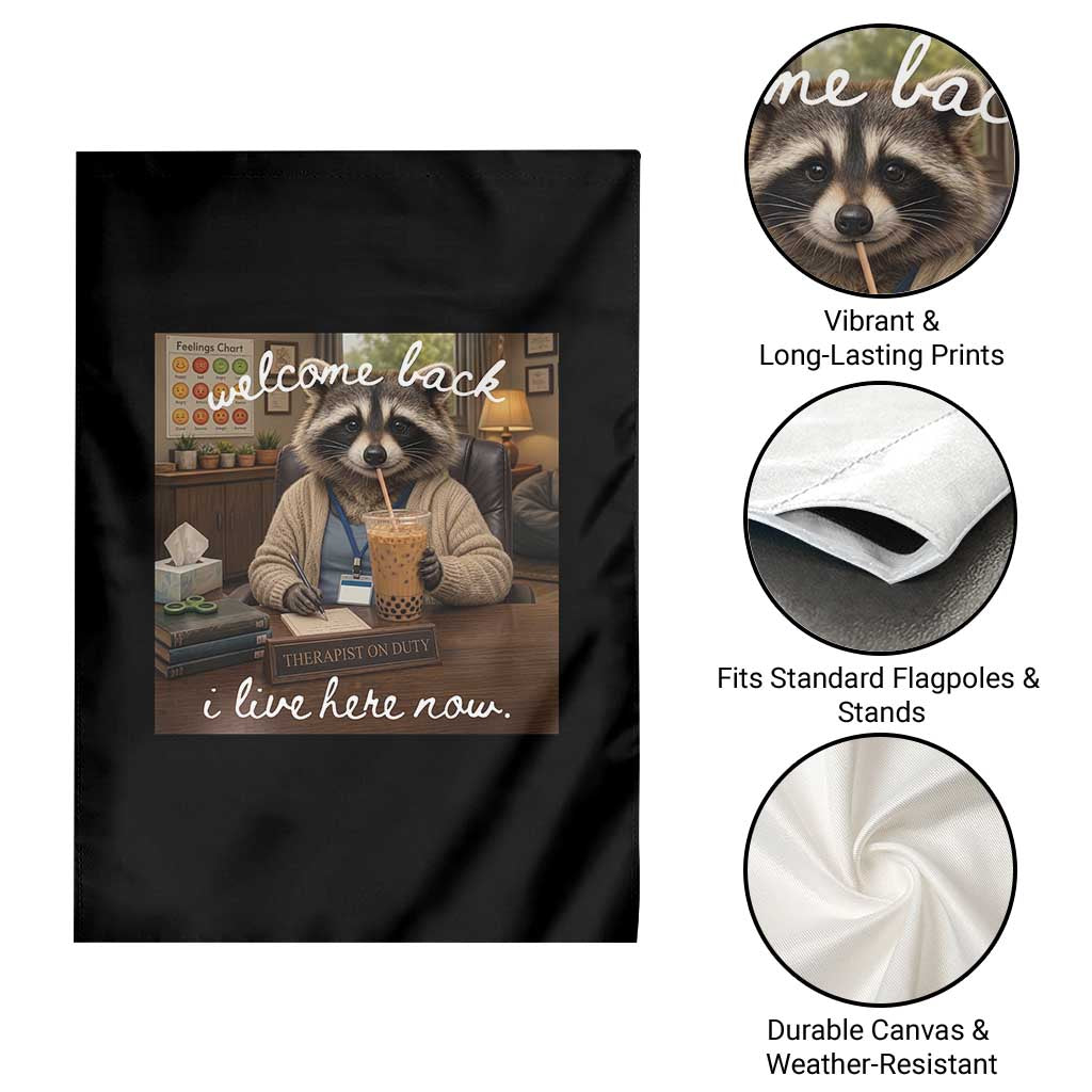Funny School Therapist Raccoon Drinking Iced Coffee Garden Flag TS14 Print Your Wear