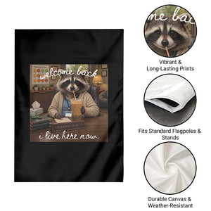 Funny School Therapist Raccoon Drinking Iced Coffee Garden Flag TS14 Print Your Wear