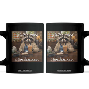 Funny School Therapist Raccoon Drinking Iced Coffee Coffee Mug TS14 Black Print Your Wear