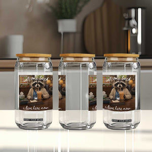 Funny School Therapist Raccoon Drinking Iced Coffee Glass Can TS14 Print Your Wear