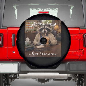 Funny School Therapist Raccoon Drinking Iced Coffee Spare Tire Cover TS14 Black Print Your Wear