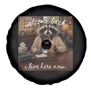 Funny School Therapist Raccoon Drinking Iced Coffee Spare Tire Cover TS14 Print Your Wear
