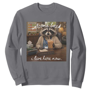 Funny School Therapist Raccoon Drinking Iced Coffee Sweatshirt TS14 Charcoal Print Your Wear