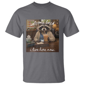 Funny School Therapist Raccoon Drinking Iced Coffee T Shirt TS14 Charcoal Print Your Wear