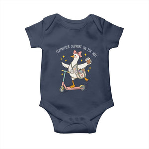 Counselor Support On The Way Baby Onesie Silly Goose School Counselor TS14 Navy Print Your Wear