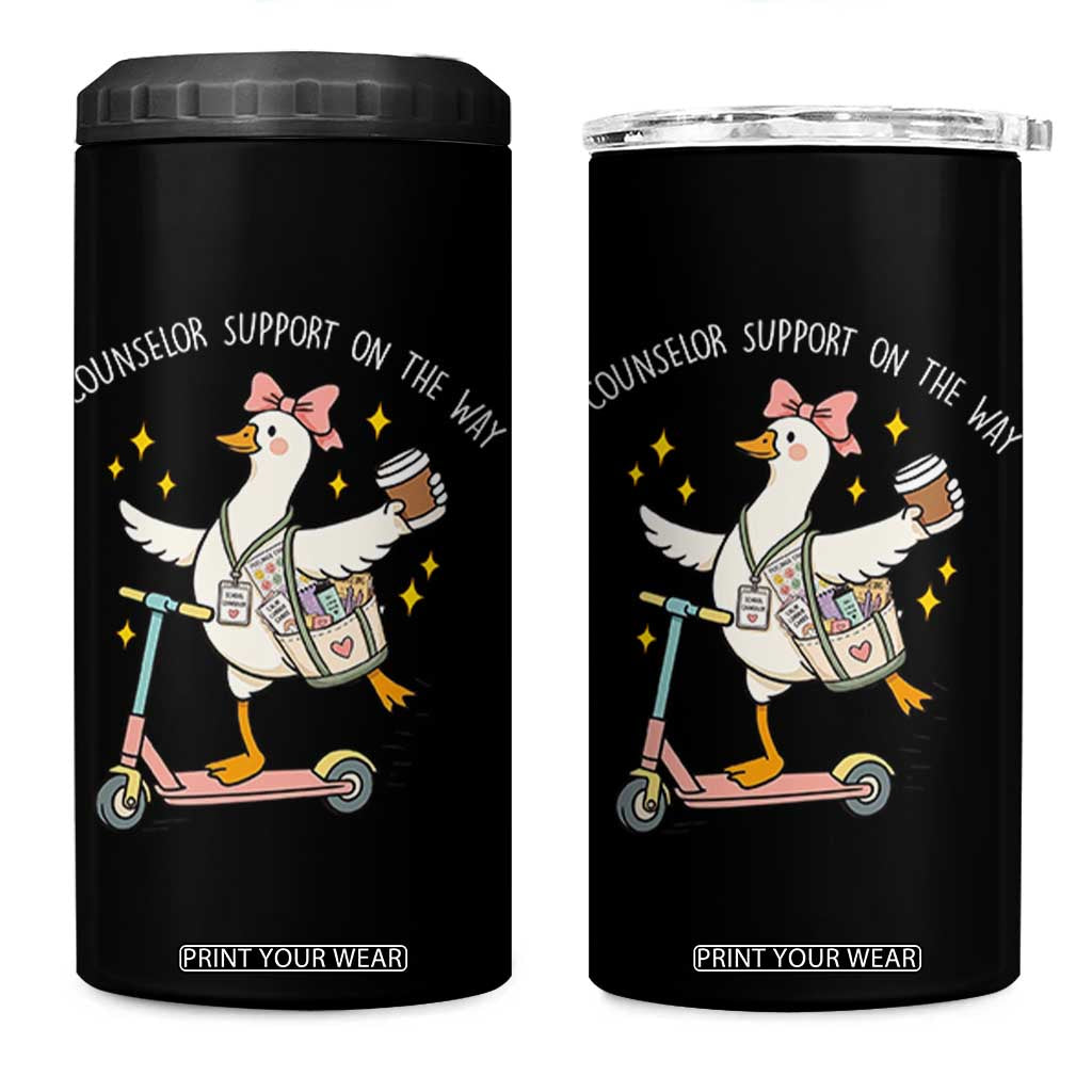 Counselor Support On The Way 4 in 1 Can Cooler Tumbler Silly Goose School Counselor TS14 One Size: 16 oz Black Print Your Wear