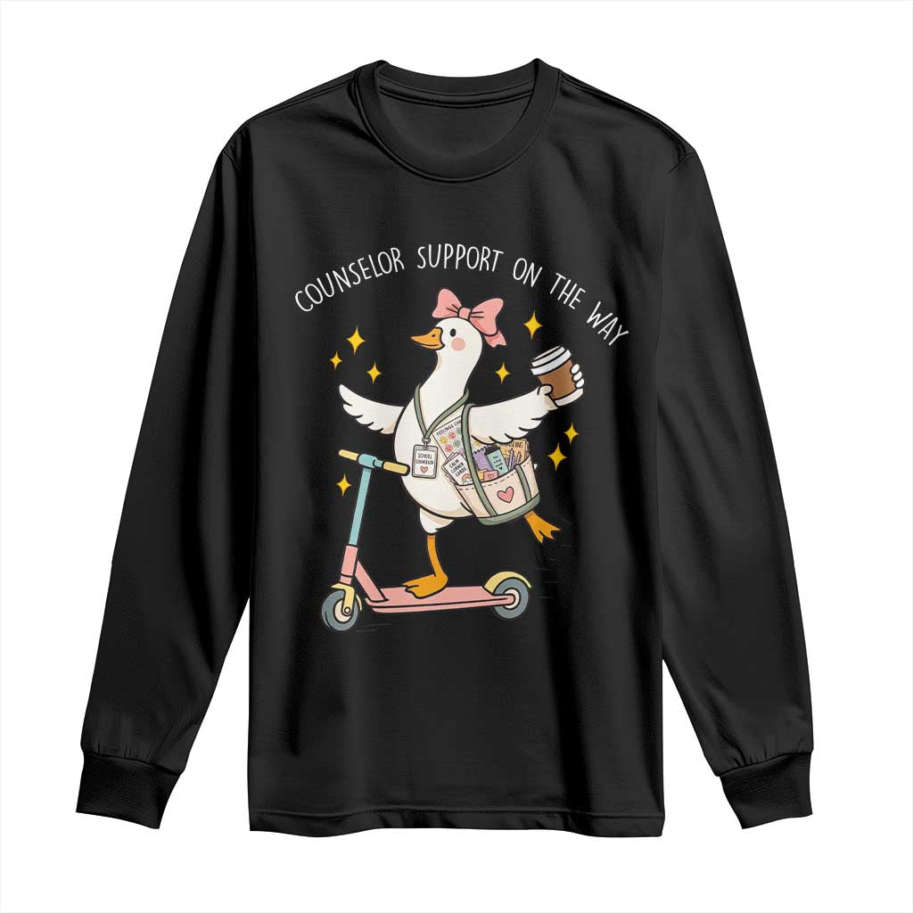 Counselor Support On The Way Long Sleeve Shirt Silly Goose School Counselor TS14 Black Print Your Wear
