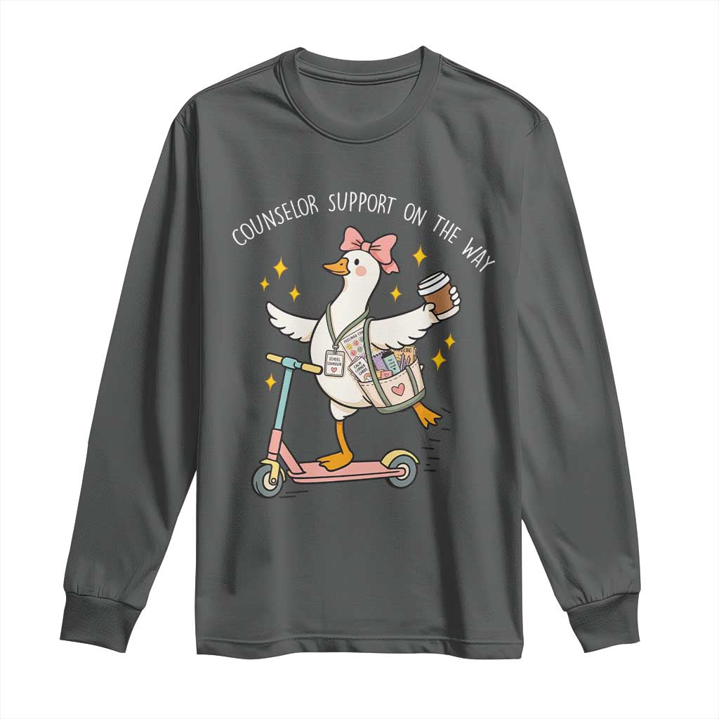 Counselor Support On The Way Long Sleeve Shirt Silly Goose School Counselor TS14 Dark Heather Print Your Wear