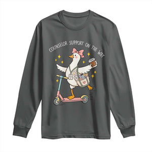 Counselor Support On The Way Long Sleeve Shirt Silly Goose School Counselor TS14 Dark Heather Print Your Wear