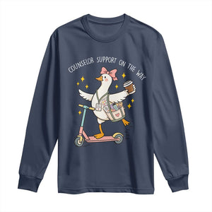 Counselor Support On The Way Long Sleeve Shirt Silly Goose School Counselor TS14 Navy Print Your Wear
