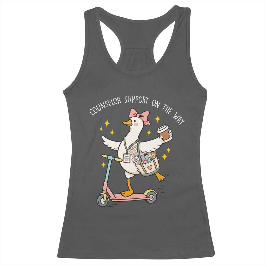 Counselor Support On The Way Racerback Tank Top Silly Goose School Counselor TS14 Dark Heather Print Your Wear