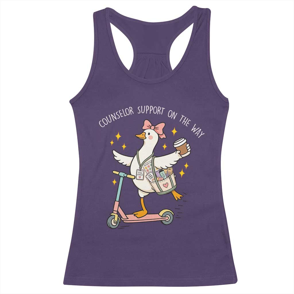 Counselor Support On The Way Racerback Tank Top Silly Goose School Counselor TS14 Purple Print Your Wear
