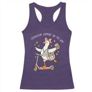 Counselor Support On The Way Racerback Tank Top Silly Goose School Counselor TS14 Purple Print Your Wear