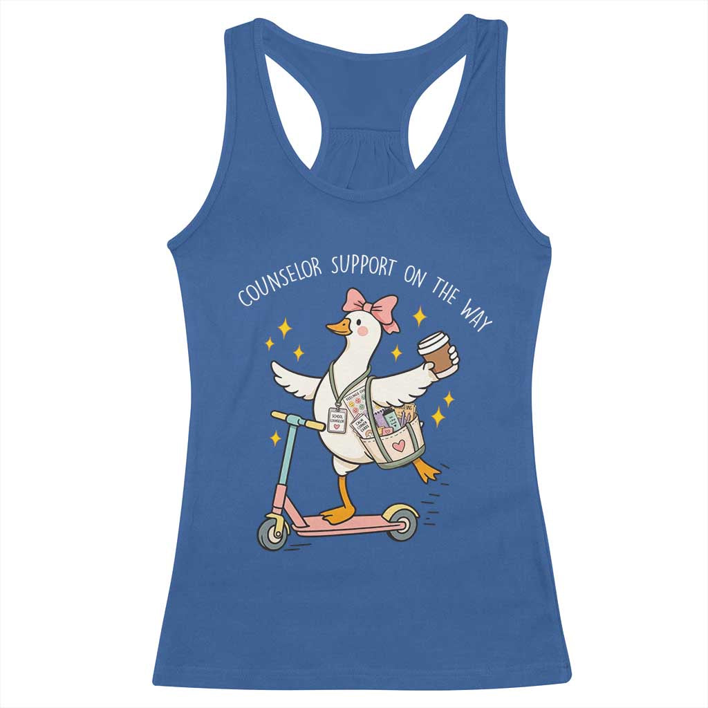 Counselor Support On The Way Racerback Tank Top Silly Goose School Counselor TS14 Royal Blue Print Your Wear
