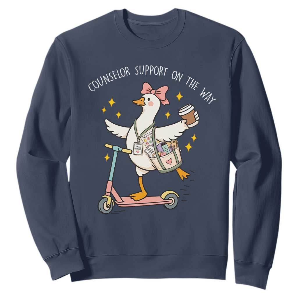 Counselor Support On The Way Sweatshirt Silly Goose School Counselor TS14 Navy Print Your Wear