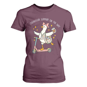 Counselor Support On The Way T Shirt For Women Silly Goose School Counselor TS14 Maroon Print Your Wear
