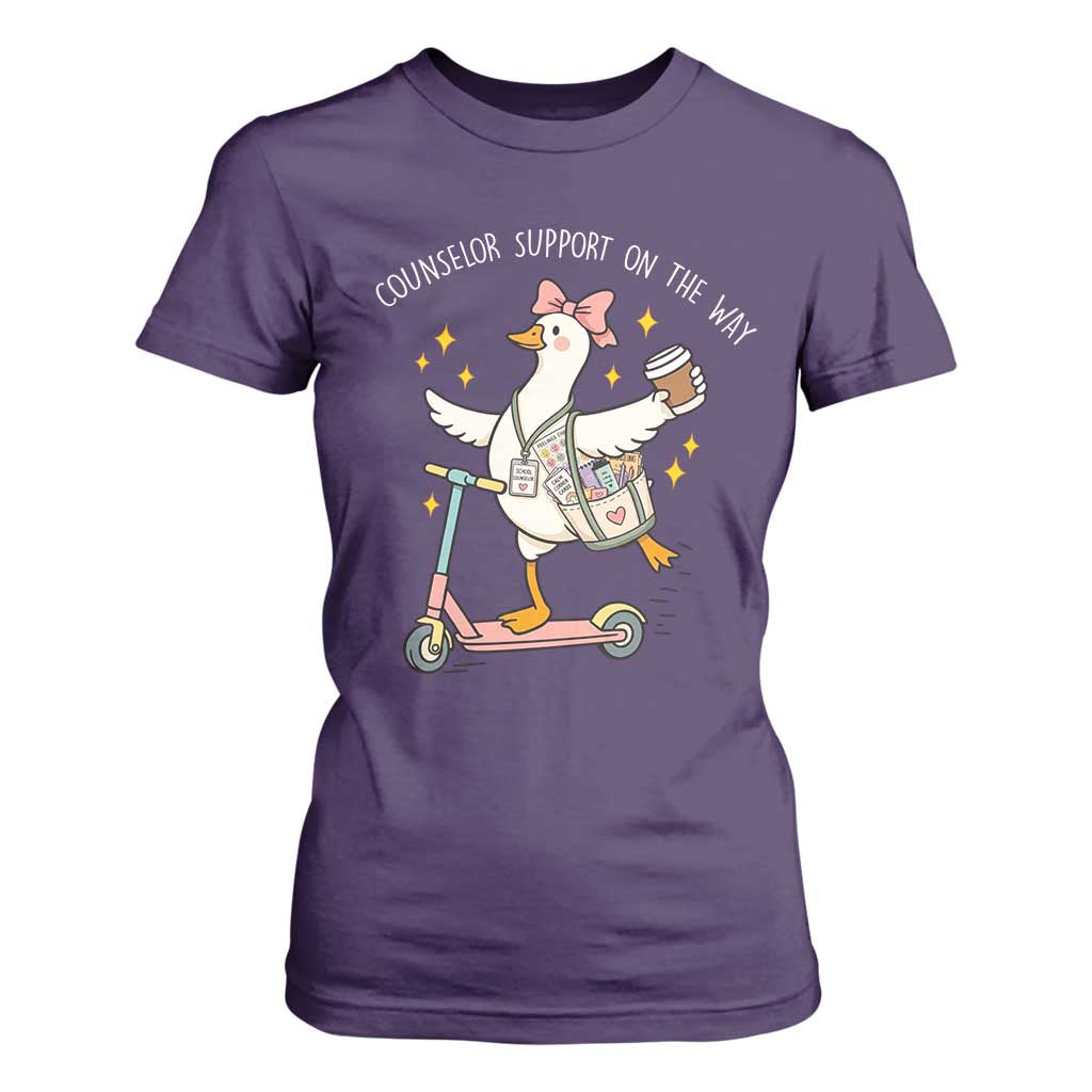 Counselor Support On The Way T Shirt For Women Silly Goose School Counselor TS14 Purple Print Your Wear