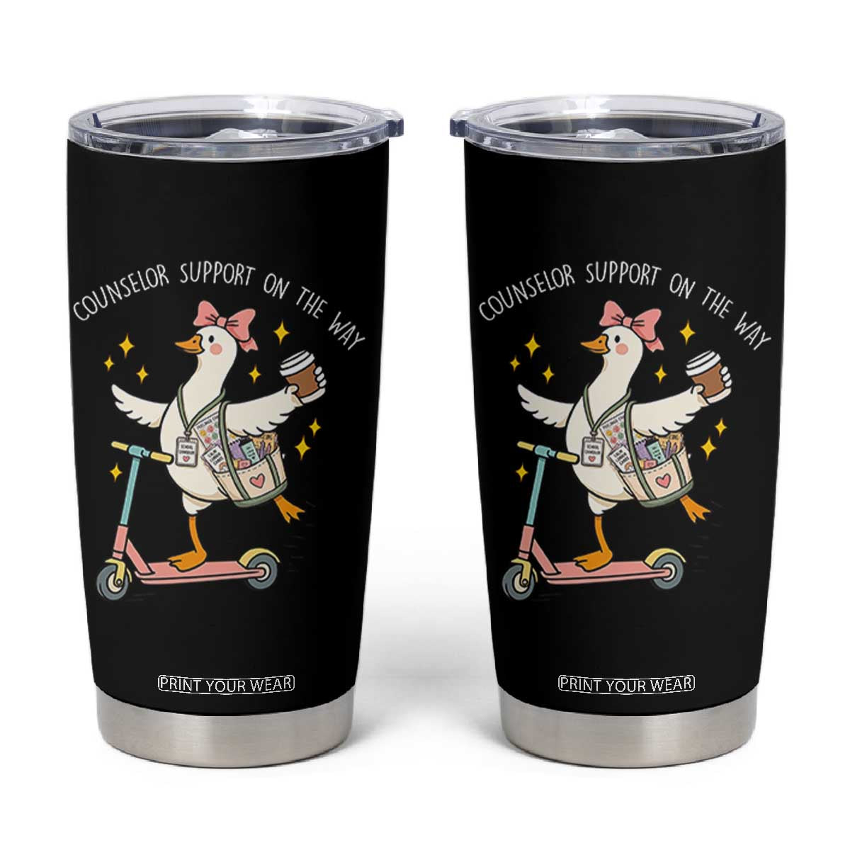 Counselor Support On The Way Tumbler Cup Silly Goose School Counselor TS14 Black Print Your Wear