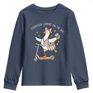 Counselor Support On The Way Youth Sweatshirt Silly Goose School Counselor TS14 Navy Print Your Wear