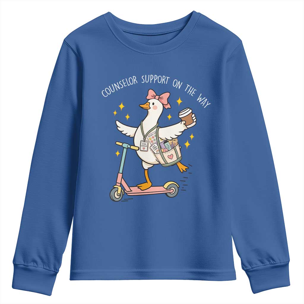 Counselor Support On The Way Youth Sweatshirt Silly Goose School Counselor TS14 Royal Blue Print Your Wear