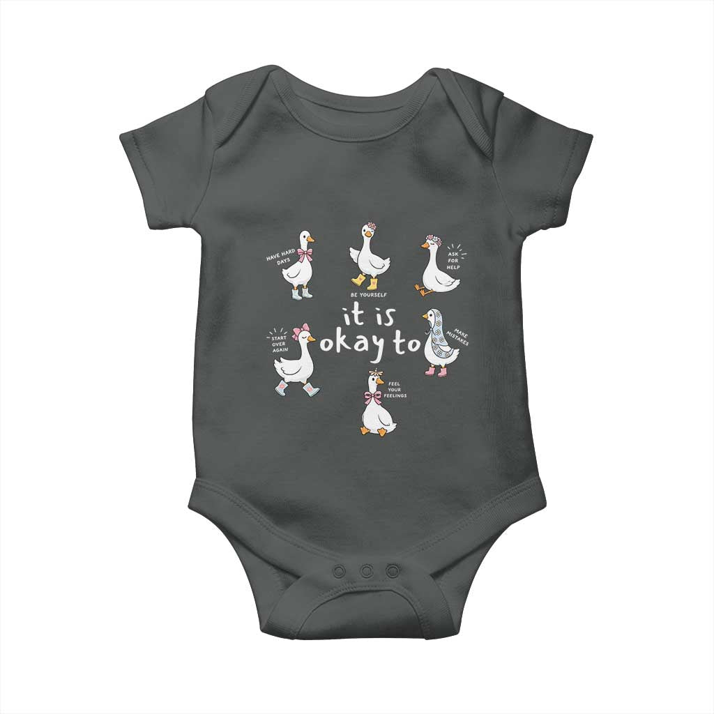 Silly Goose It is Okay to Mental Health Baby Onesie Counselor Special Education TS14 Dark Heather Print Your Wear