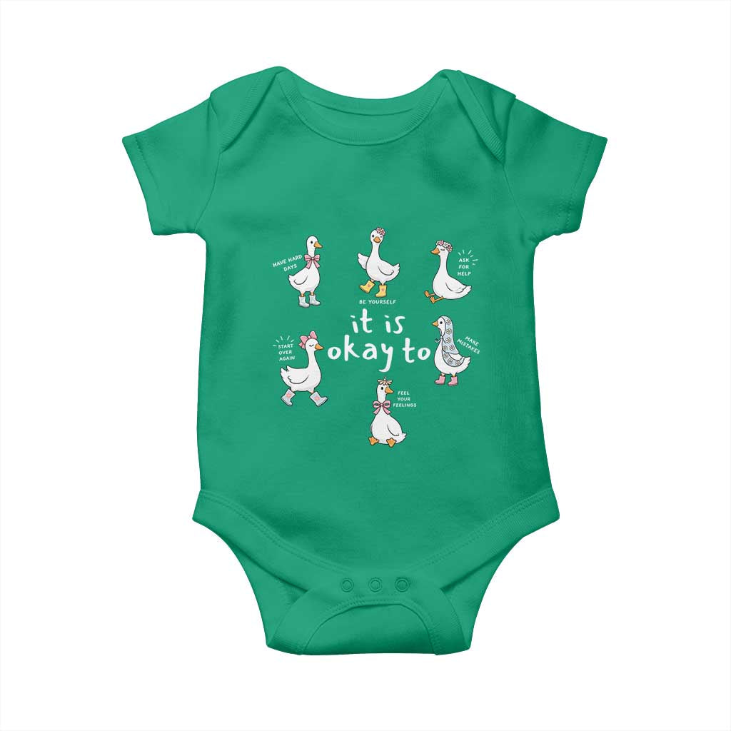 Silly Goose It is Okay to Mental Health Baby Onesie Counselor Special Education TS14 Irish Green Print Your Wear