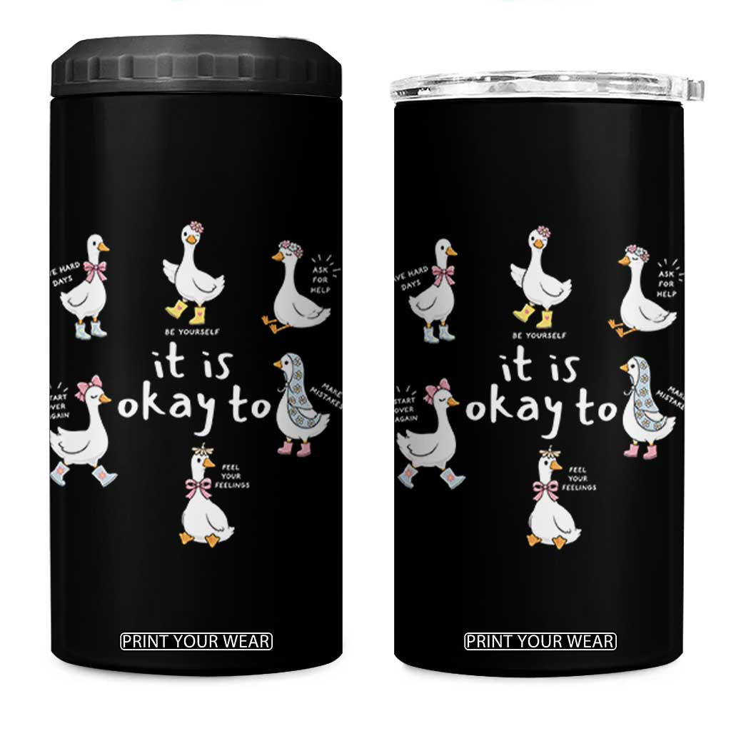 Silly Goose It is Okay to Mental Health 4 in 1 Can Cooler Tumbler Counselor Special Education TS14 One Size: 16 oz Black Print Your Wear