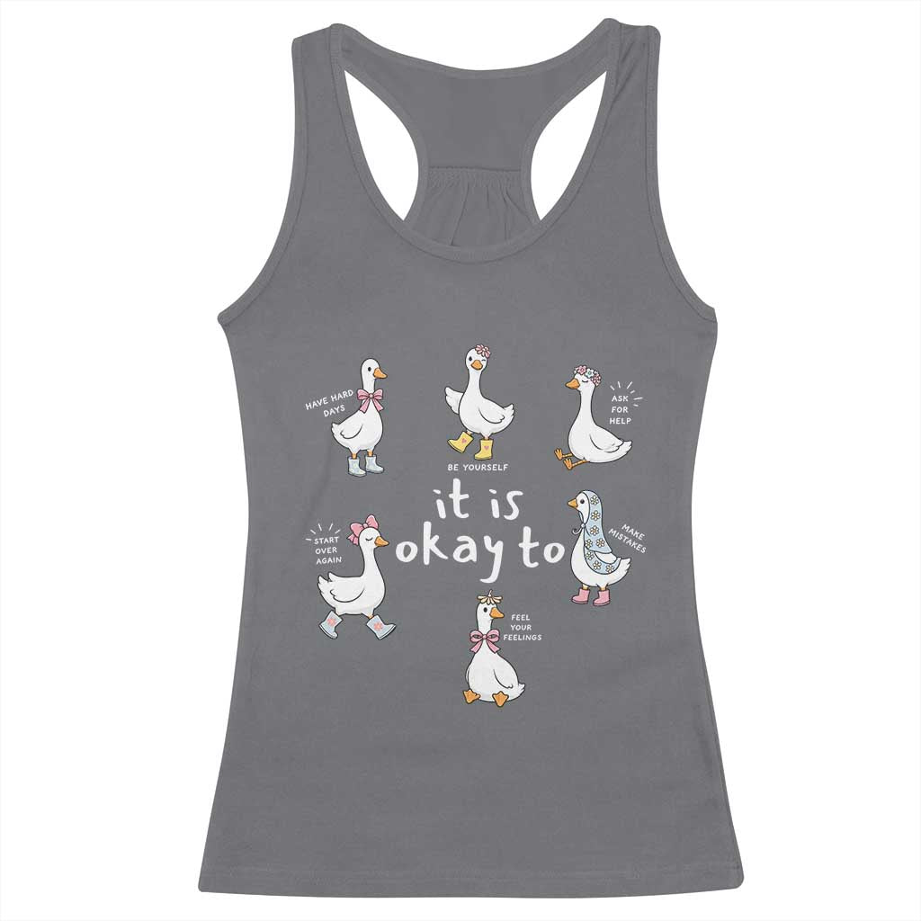 Silly Goose It is Okay to Mental Health Racerback Tank Top Counselor Special Education TS14 Charcoal Print Your Wear